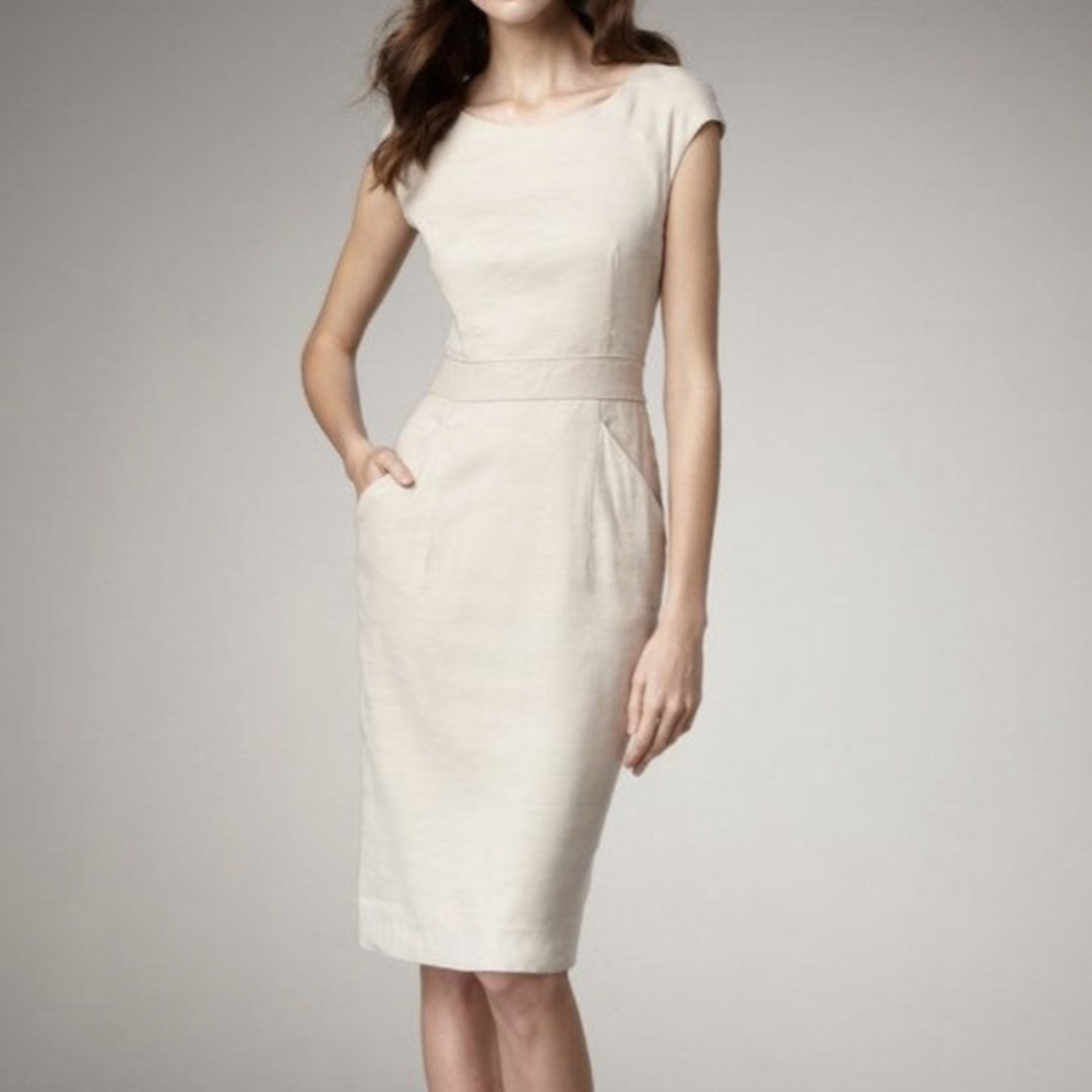 Theory Beige/Cream Sheath Dress